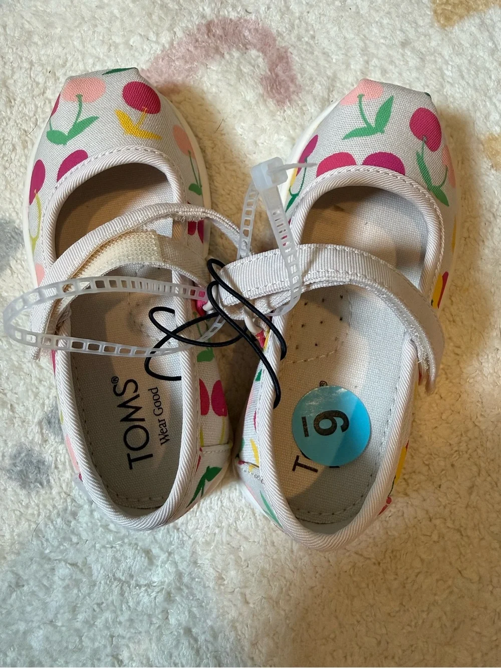 TOMS Girls Cherry Print Mary Jane Shoes